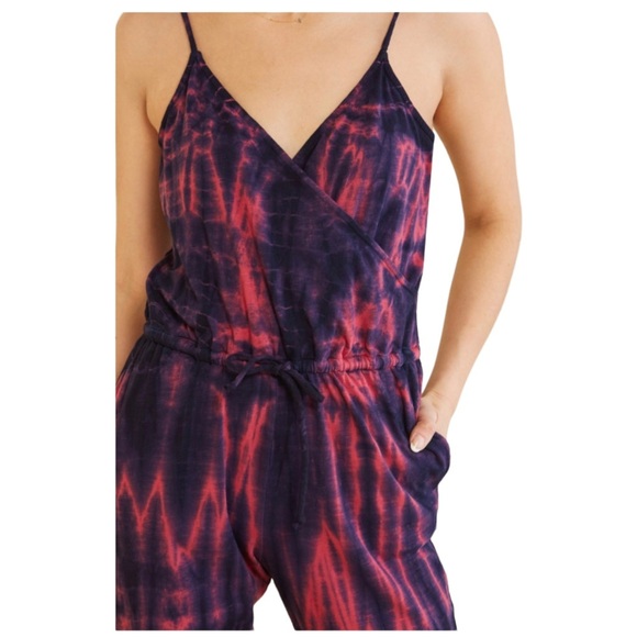 Sundry Wrap Front Spaghetti Strap Jumpsuit in Navy & Sailor Red - Picture 7 of 13